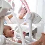 Ingenuity Comfort 2 Go Compact Portable 6-Speed Baby Swing with Music, Folds for Easy Travel-Flora the Unicorn (Pink), 0-9 Months