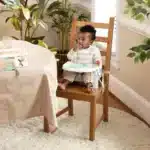 Ingenuity Deluxe Learn-to-Dine Feeding Seat, Twist & Dine Plate, Booster Seat, For Ages 6 Months - 3 Years - Orange & Teal