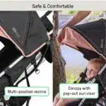 Ingenuity3D Mini Convenience Stroller ? Lightweight Stroller, Compact Fold, Multi-Position Recline, Canopy with Pop Out Sun Visor and More ? Umbrella Stroller for Travel, Dusty Rose Pink