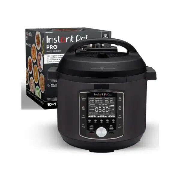 Instant Pot Pro (8 QT) 10-in-1 Pressure Cooker, Slow Cooker, Rice/Grain Cooker, Steamer, Sauté, Sous Vide, Yogurt Maker, Sterilizer, and Warmer, Includes App With Over 800 Recipes, Black