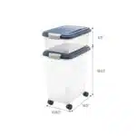 IRIS USA 30 lbs & 11 lbs Combo Airtight Dog Food Storage Container, Stackable Treat Box, Casters, Keep Fresh, Easy Mobility, Navy
