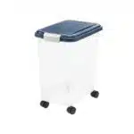 IRIS USA 30 lbs & 11 lbs Combo Airtight Dog Food Storage Container, Stackable Treat Box, Casters, Keep Fresh, Easy Mobility, Navy