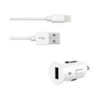Just Wireless 12W 1-Port USB-A Car Charger with 4ft TPU Lightning to USB-A Cable