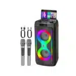 Karaoke Machine for Adults, Portable Bluetooth Speaker with 2 Wireless Microphones, PA System with Disco Lights for Big Party, Outdoor, Supports USB/TF/REC/FM/AUX, Ideal Gifts for Family, Music Lover