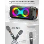 Karaoke Machine for Adults, Portable Bluetooth Speaker with 2 Wireless Microphones, PA System with Disco Lights for Big Party, Outdoor, Supports USB/TF/REC/FM/AUX, Ideal Gifts for Family, Music Lover