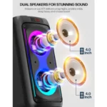Karaoke Machine for Adults, Portable Bluetooth Speaker with 2 Wireless Microphones, PA System with Disco Lights for Big Party, Outdoor, Supports USB/TF/REC/FM/AUX, Ideal Gifts for Family, Music Lover