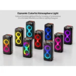 Karaoke Machine for Adults, Portable Bluetooth Speaker with 2 Wireless Microphones, PA System with Disco Lights for Big Party, Outdoor, Supports USB/TF/REC/FM/AUX, Ideal Gifts for Family, Music Lover