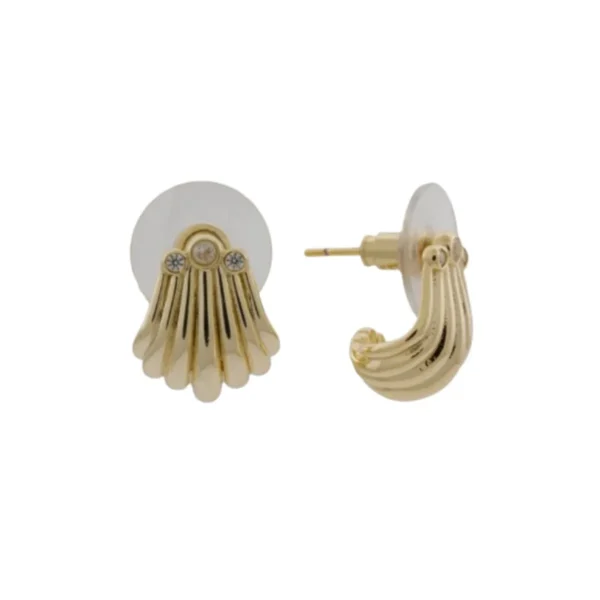 KENDRA SCOTT 18kt Gold Plate White Cz Huggie Earrings MWT