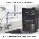 Kenmore Front Load Ice Maker - Pellet Machine à Glace, Serves 9 Pebble Ice Cubes in 6 mins, Crunchy Ice Nugget for Drinks, Self Cleaning Portable 26 Lbs/24Hrs Capacity, Stainless Steel Black