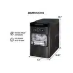 Kenmore Front Load Ice Maker - Pellet Machine à Glace, Serves 9 Pebble Ice Cubes in 6 mins, Crunchy Ice Nugget for Drinks, Self Cleaning Portable 26 Lbs/24Hrs Capacity, Stainless Steel Black