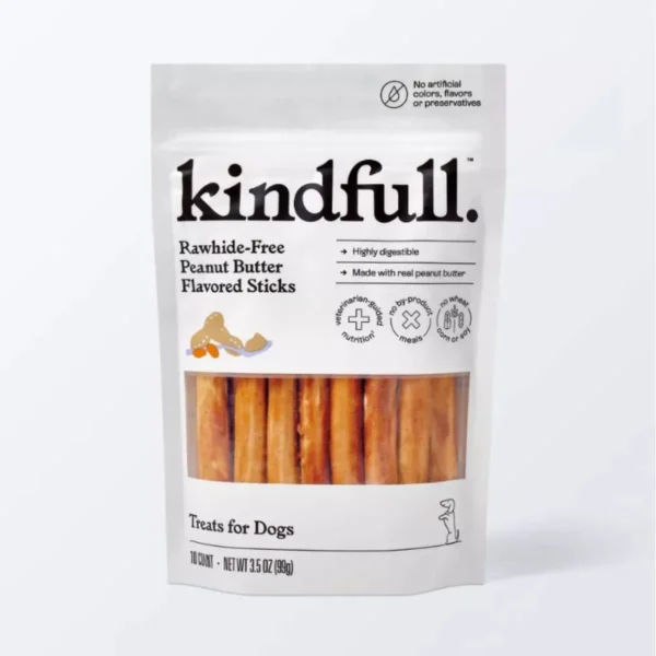 Kindfull Rawhide-Free Peanut Butter Flavored Sticks – 5 Count (1.7 oz)