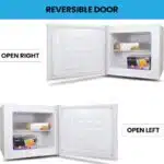 Koolatron Mini Upright Freezer 1.2 cu ft (34L) White, Manual Defrost, Space-Saving Flat Back, Reversible Door, Wire Shelf, for Apartment, Condo, Office, RV, Cabin, Dorm Room, Home Bar