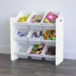 Lennox Furniture Toys Storage Organizer 9 Plastic Bins in White (JWTR-03006 white)