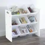 Lennox Furniture Toys Storage Organizer 9 Plastic Bins in White (JWTR-03006 white)