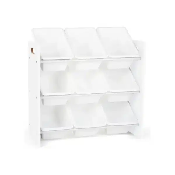 Lennox Furniture Toys Storage Organizer 9 Plastic Bins in White (JWTR-03006 white)