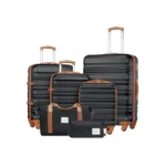 LONG VACATION 6 Piece ABS+PC Hardshell Luggage Set with Spinner Wheels, Lightweight suitcase set with TSA Lock & YKK Zipper