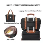 LONG VACATION 6 Piece ABS+PC Hardshell Luggage Set with Spinner Wheels, Lightweight suitcase set with TSA Lock & YKK Zipper