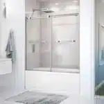 MAAX Duel 56 to 59 in. W x 55.5 to 59 in. H Frameless ByPass Sliding Bathtub Door in Chrome