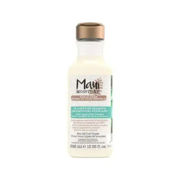 Maui Moisture Scalp Care Clarifying Shampoo, Apple Cider Vinegar Curly Hair Shampoo Moisturizes & Removes Scalp Build-Up, Sulfate-Free Surfactants, 385 ml
