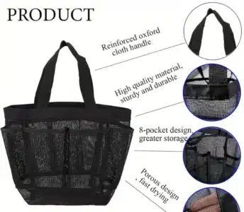 Mesh Shower Bag Hanging Toiletry Bag College Dorm Essentials Bag Portable Wash Bag Quick Dry Cosmetic Bag Shower Organizer for Bathroom Dorms Beach Camping Shopping Travelling