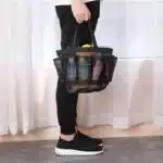 Mesh Shower Bag Hanging Toiletry Bag College Dorm Essentials Bag Portable Wash Bag Quick Dry Cosmetic Bag Shower Organizer for Bathroom Dorms Beach Camping Shopping Travelling