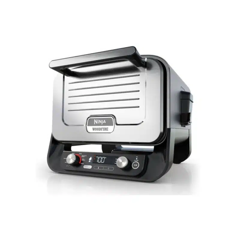 Ninja Woodfire 8-in-1 Outdoor Oven, Pizza Oven, 700°F High Heat Roaster, BBQ Smoker, Ninja Woodfire Technology, Weather Resistant, Portable, Electric, Grey, OO101LWC (Canadian Version)