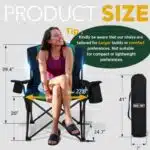 Overmont Oversized Folding Camping Chair - Fully Padded with Cooler Pocket Carry Bag - Heavy Duty Portable Collapsible Lawn Chair Supports 450 LBS for Outdoor Sports Beach Garden Picnic