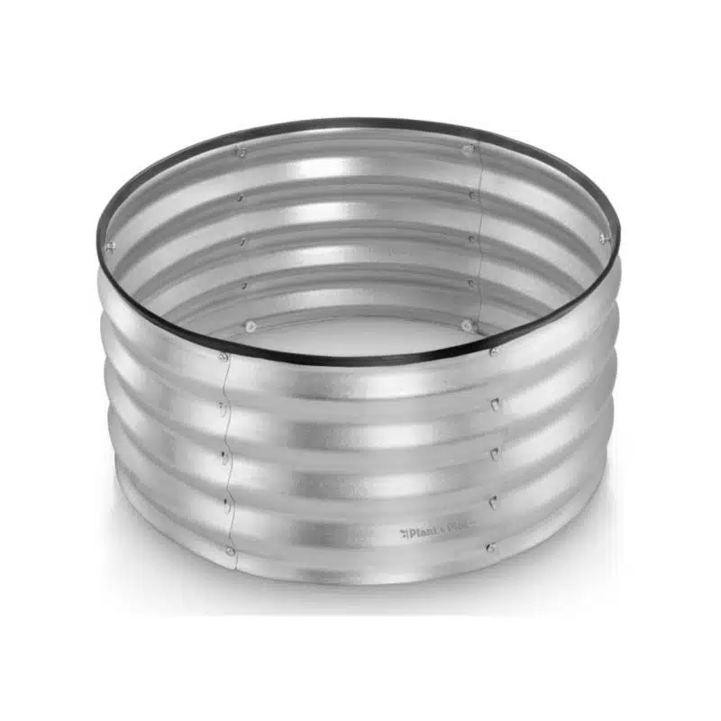 Round Galvanized Raised Garden Bed // 2×2×1 ft Galvanized Raised Garden Beds Outdoor for Gardening, Vegetables, Flowers // Patented Tool-Free Design Round Planter (Silver)