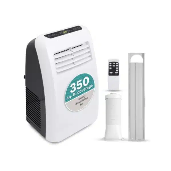 SereneLife Portable Electric Air Conditioner Unit-900W 8000 BTU Power Plug-in AC Cold Indoor Room Conditioning System with Cooler, Dehumidifier, Fan, Exhaust Hose, Window Seal, Wheels, Remote (SLPAC8)