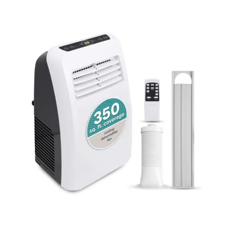 SereneLife Portable Electric Air Conditioner Unit-900W 8000 BTU Power Plug-in AC Cold Indoor Room Conditioning System with Cooler, Dehumidifier, Fan, Exhaust Hose, Window Seal, Wheels, Remote (SLPAC8)