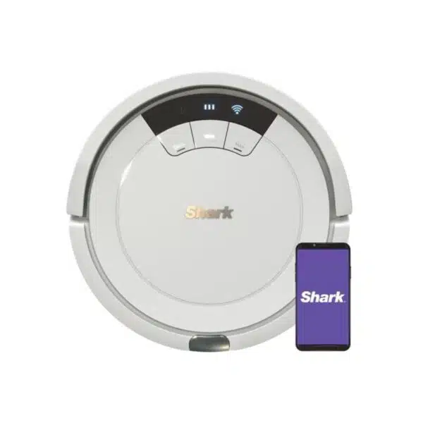 Shark ION Robot Vacuum AV752 with Wi-Fi Voice Control .45-Quart Dust Cup Capacity Smoke/Ash , White
