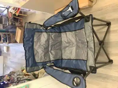 SONGMICS Oversized Lumbar Support Camping Chair, Heavy-Duty Outdoor Folding Chair Comfortable, Padded, Glamping, Cooler Bag, Weight Capacity 450 lb, Harbor Blue UGCB066Q01