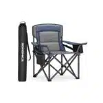 SONGMICS Oversized Lumbar Support Camping Chair, Heavy-Duty Outdoor Folding Chair Comfortable, Padded, Glamping, Cooler Bag, Weight Capacity 450 lb, Harbor Blue UGCB066Q01