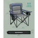SONGMICS Oversized Lumbar Support Camping Chair, Heavy-Duty Outdoor Folding Chair Comfortable, Padded, Glamping, Cooler Bag, Weight Capacity 450 lb, Harbor Blue UGCB066Q01