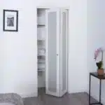 TRUporte 36-inch x 80 1/2-inch Euro Off-White Frosted Glass 1-Lite Bi-fold Closet Door