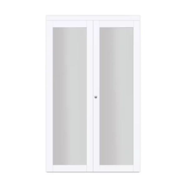 TRUporte 36-inch x 80 1/2-inch Euro Off-White Frosted Glass 1-Lite Bi-fold Closet Door