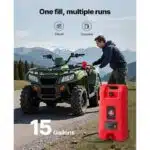 VEVOR Fuel Caddy, 15 Gallon, Portable Fuel Tank with Gravity & Hand Pump Modes, Fuel Tank Container with Wheels, 10 ft Delivery Hose & Manual Pump, Gas Caddy for Motorboats, ATVs, Gasoline & Diesel