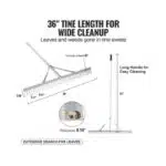 VEVOR Landscape Rake, 36" Head Aluminum Landscape Lake Weed Rake with 75" Long Handle, for Loosening Soil, Lawn Care, Weeding Lake, Garden, Pond