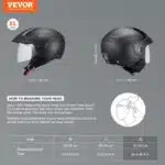 VEVOR Motorcycle Helmet, 3/4-Face, Smart Street ABS & High Density Helmet with Communications & Interchangeable Lens, DOT Approved Comfortable Motocross Helmet, Fit for Youth & Adults