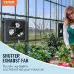 VEVOR Shutter Exhaust Fan, 14'' with Temperature Humidity Controller, EC-Motor, 1513 CFM, 10-Speed Adjustable Wall Mount Attic Fan, Ventilation and Cooling for Greenhouses, Garages, Sheds, ETL Listed