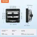 VEVOR Shutter Exhaust Fan, 14'' with Temperature Humidity Controller, EC-Motor, 1513 CFM, 10-Speed Adjustable Wall Mount Attic Fan, Ventilation and Cooling for Greenhouses, Garages, Sheds, ETL Listed