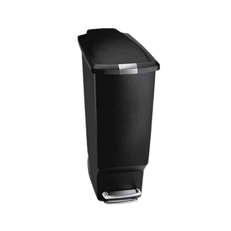 Simplehuman 40 liter slim kitchen step trash can with secure slide lock in black