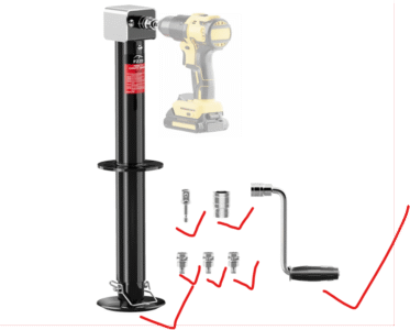 FZZD a-frame trailer jack in heavy-duty steel with 23 inch lift