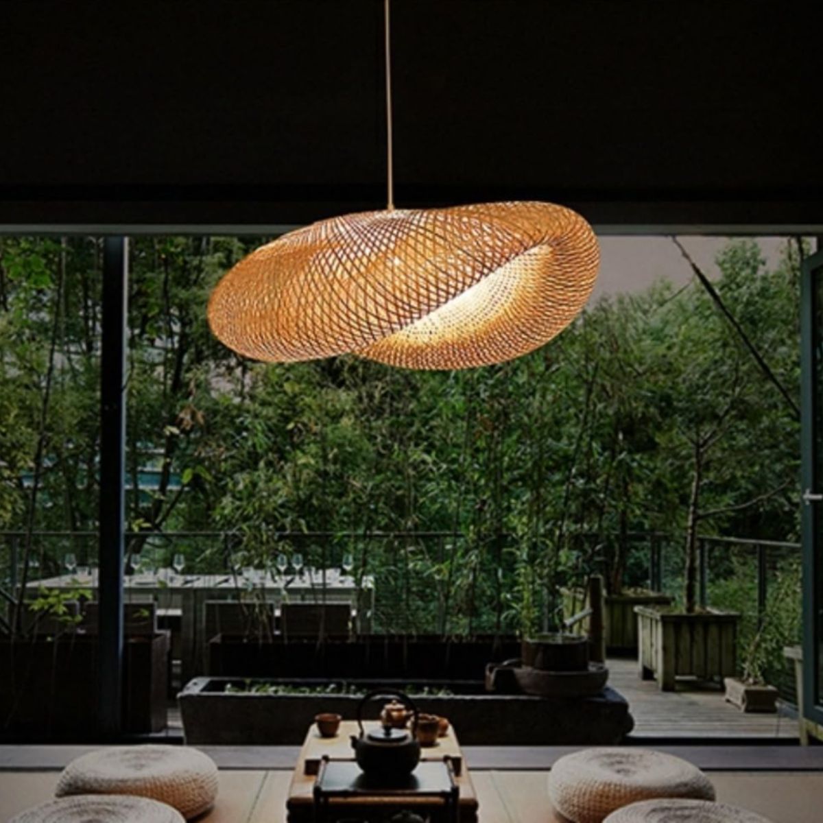 Farmhouse Pendant Light - DEC LUCE Bamboo Shade DEC LUCE farmhouse pendant light with bird nest bamboo wicker shade