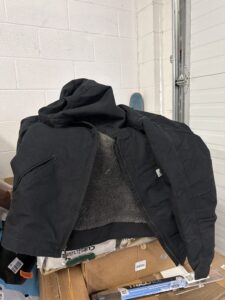 Carhartt sherpa lined jacket in black lightweight cotton duck