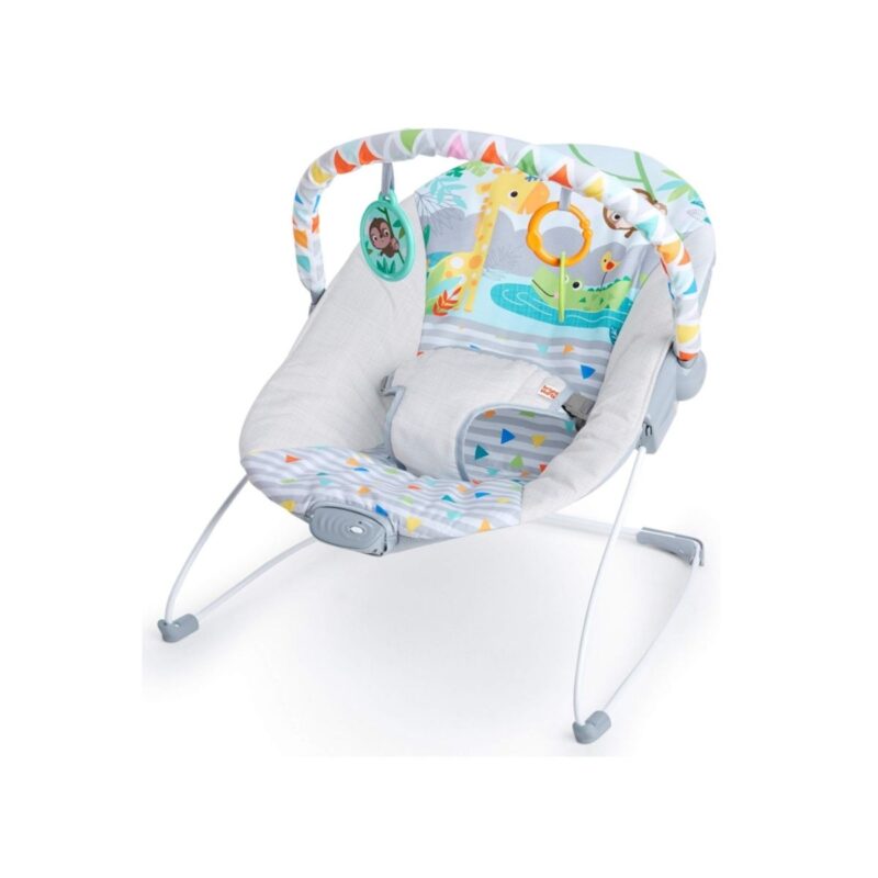 Bright baby bouncer soothing vibrations in safari fun design