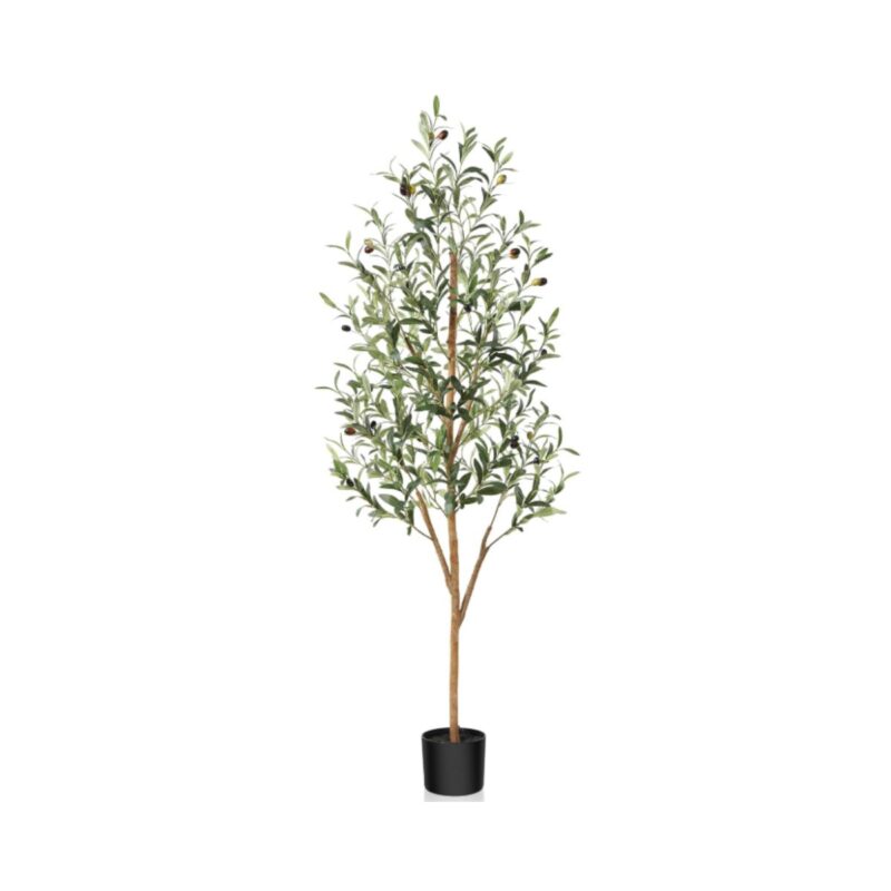 OAKRED artificial olive tree with natural wood trunk and lifelike fruits indoor decor