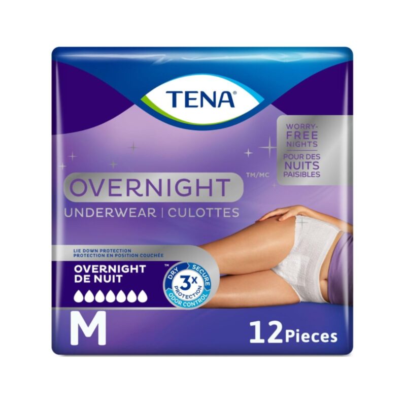 TENA incontinence underwear overnight in white medium size