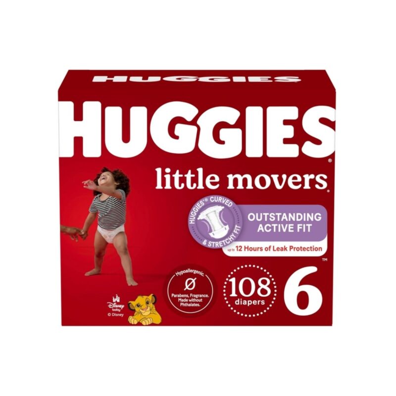 Huggies size 6 diapers in packaging for active toddlers