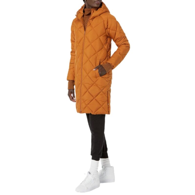 Amazon Essentials women's puffer jacket heavyweight diamond quilted tan coat